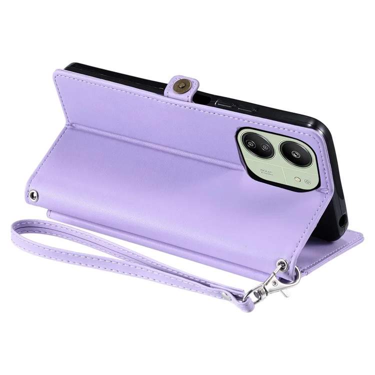 Para Xiaomi Redmi 13C 5G / 13C 4G Case de Cuero Funda Para la Billetera Con Correas - Púrpura