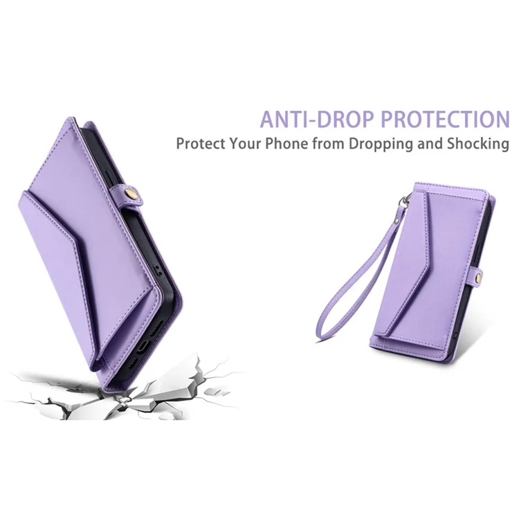 Para Xiaomi Redmi 13C 5G / 13C 4G Case de Cuero Funda Para la Billetera Con Correas - Púrpura