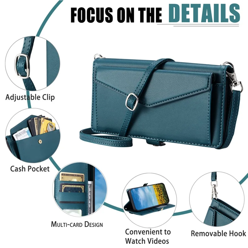 Para Samsung Galaxy S24 Ultra Leather Case Willet Store Cover Con Correas - Verde Negruzco