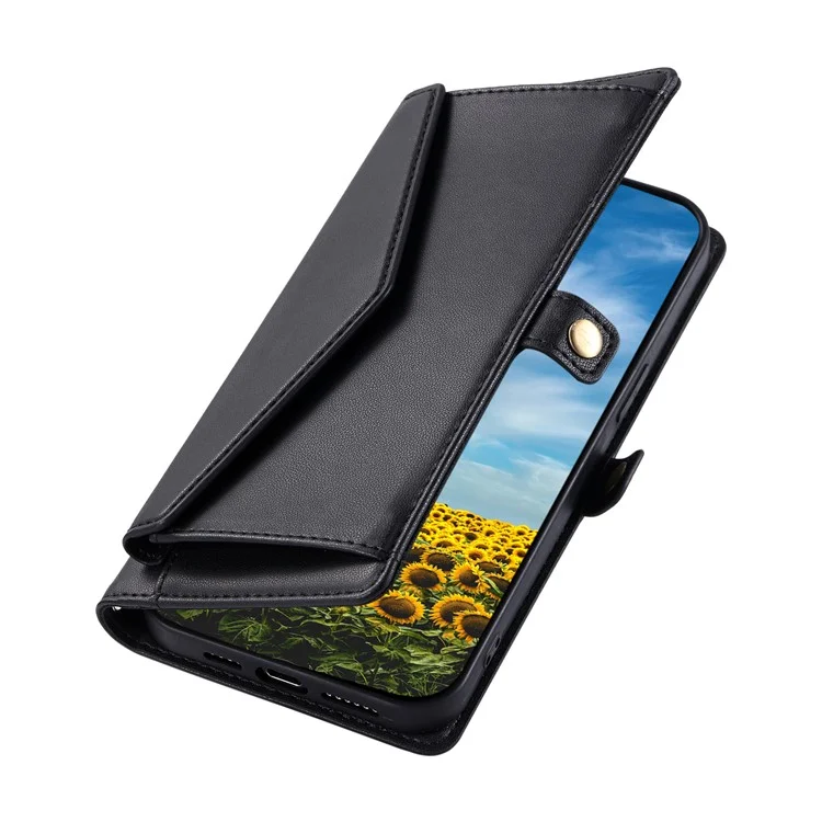 For Sony Xperia 1 VI Leather Case Wallet Stand Phone Cover with Straps - Black
