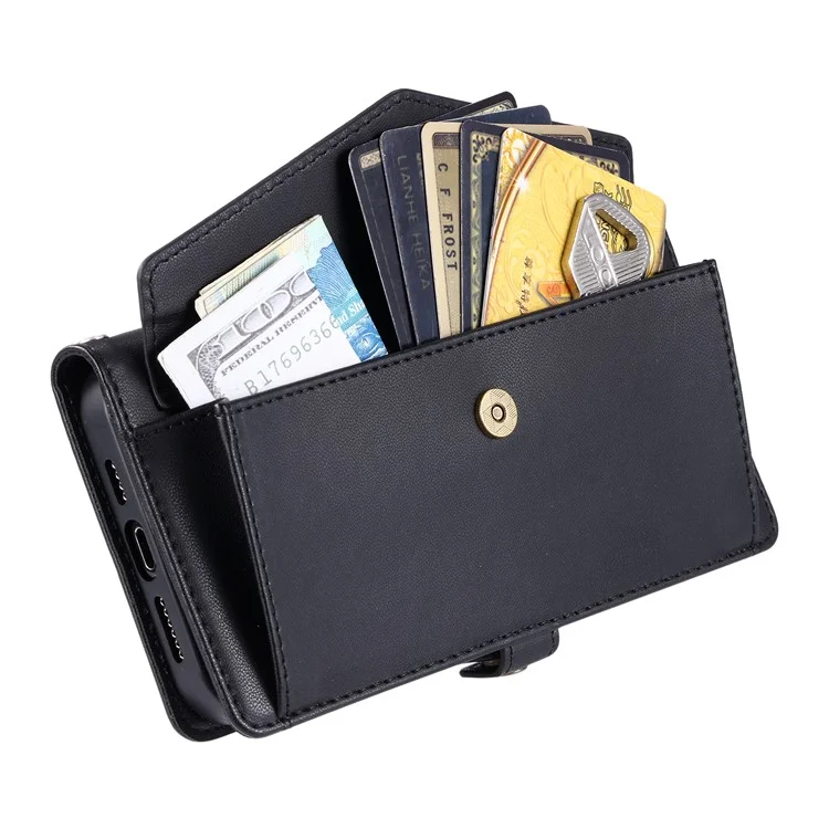 For Sony Xperia 1 VI Leather Case Wallet Stand Phone Cover with Straps - Black