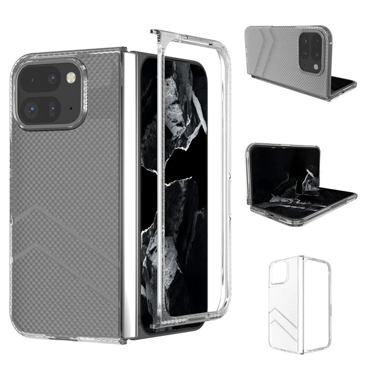 For Google Pixel 9 Pro Fold 5G Clear Case Wave Texture Matte Hard PC Protective Phone Cover