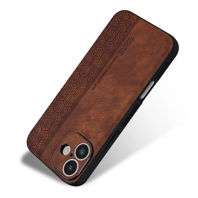 AZNS Para Iphone 16 Plus Case Protective PU Cuero Cubierto TPU TPU Shell - Marrón
