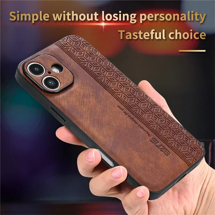 AZNS Para Iphone 16 Plus Case Protective PU Cuero Cubierto TPU TPU Shell - Marrón