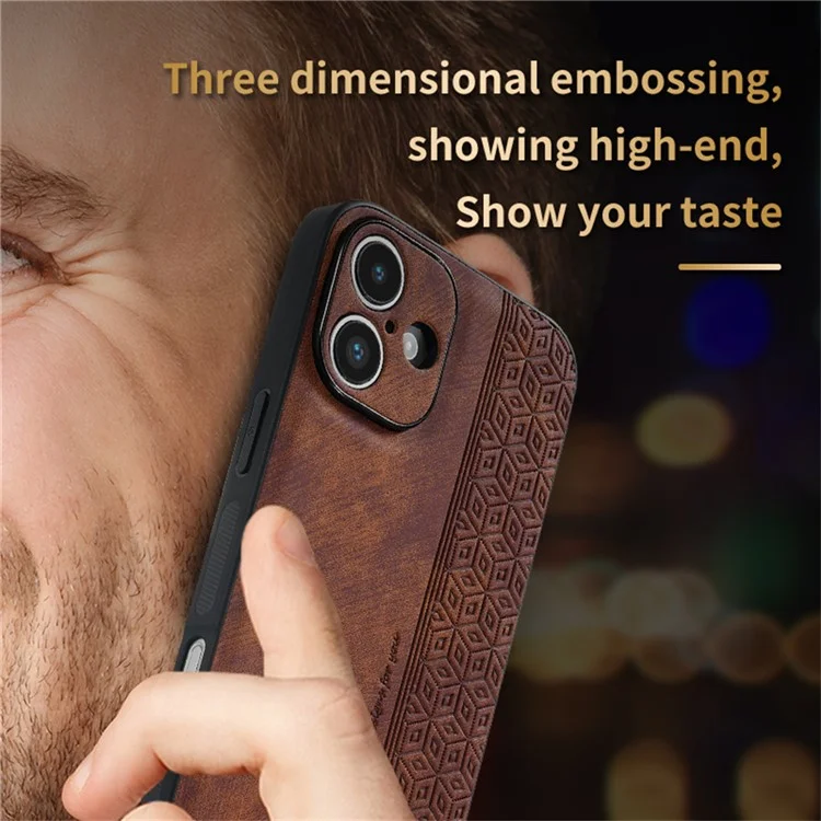 AZNS Para Iphone 16 Plus Case Protective PU Cuero Cubierto TPU TPU Shell - Marrón