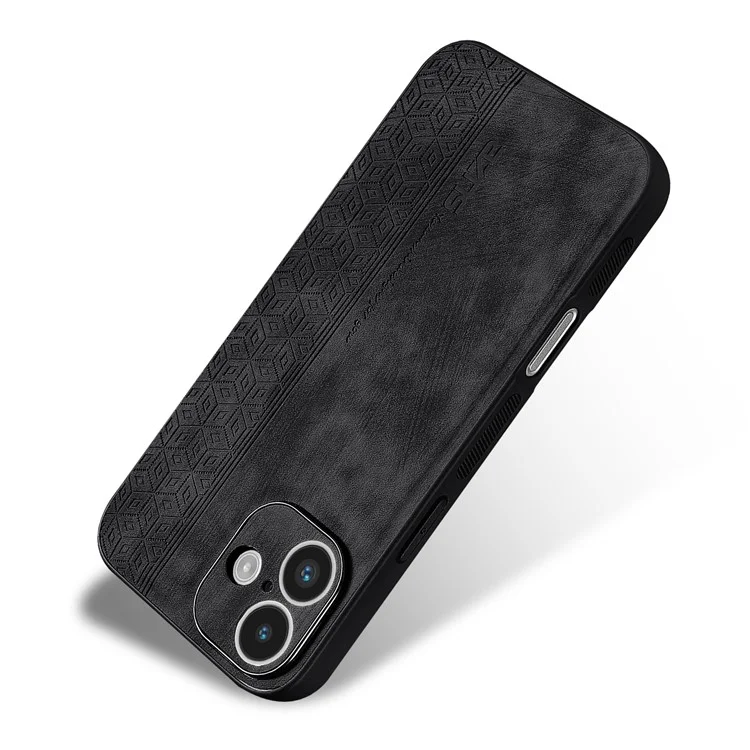 AZNS For iPhone 16 Case Protective PU Leather Covered TPU Phone Shell - Black