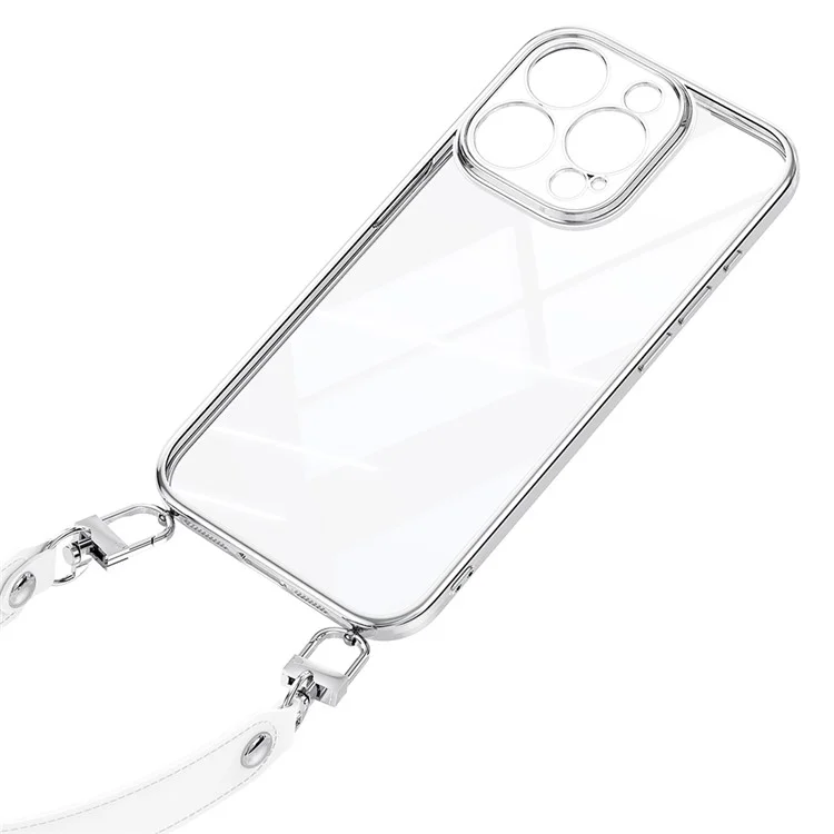 Sulada For Iphone 15 Pro Case Cerate Altra Clear Soft Tpu Phone Cope с Помощью Запястья PU - Белый