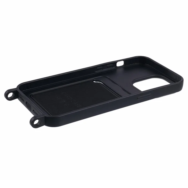 For iPhone 16 Case Liquid Silicone Card Slot Soft Phone Cover with Lanyard Strap - Pink