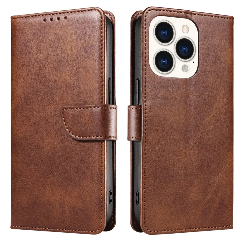 Per Iphone 16 Pro Case Leather Stand Phone Shell Con Chiusura Magnetica - Marrone