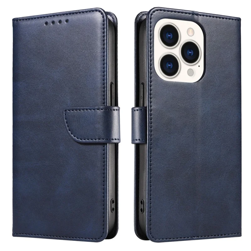 Für Iphone 16 Pro Max Hülle Lederständer Telefonschale Mit Magnetischem Verschluss - Blau