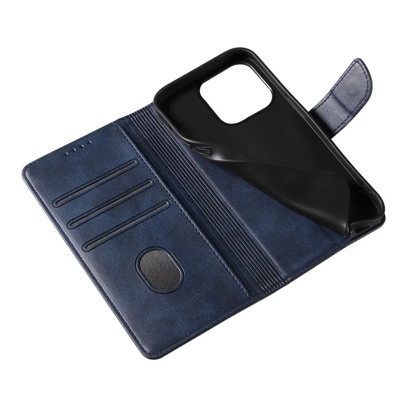 Für Iphone 16 Pro Max Hülle Lederständer Telefonschale Mit Magnetischem Verschluss - Blau