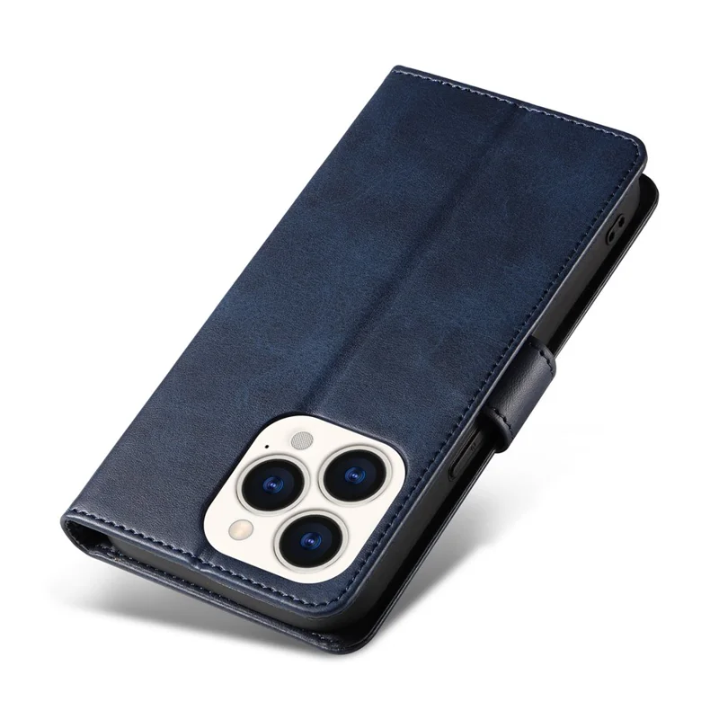 Für Iphone 16 Pro Max Hülle Lederständer Telefonschale Mit Magnetischem Verschluss - Blau