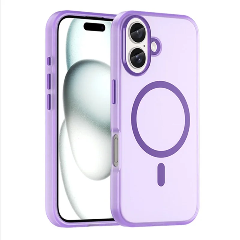 For iPhone 16 Case Compatible with MagSafe Skin-Touch PC+TPU Matte Phone Cover - Purple