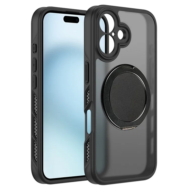 Für Das Iphone 16 Plus Case Wärme Dissipation Kickstand TPU+PC Magnetic Phone Case Transucent Matte - Schwarz