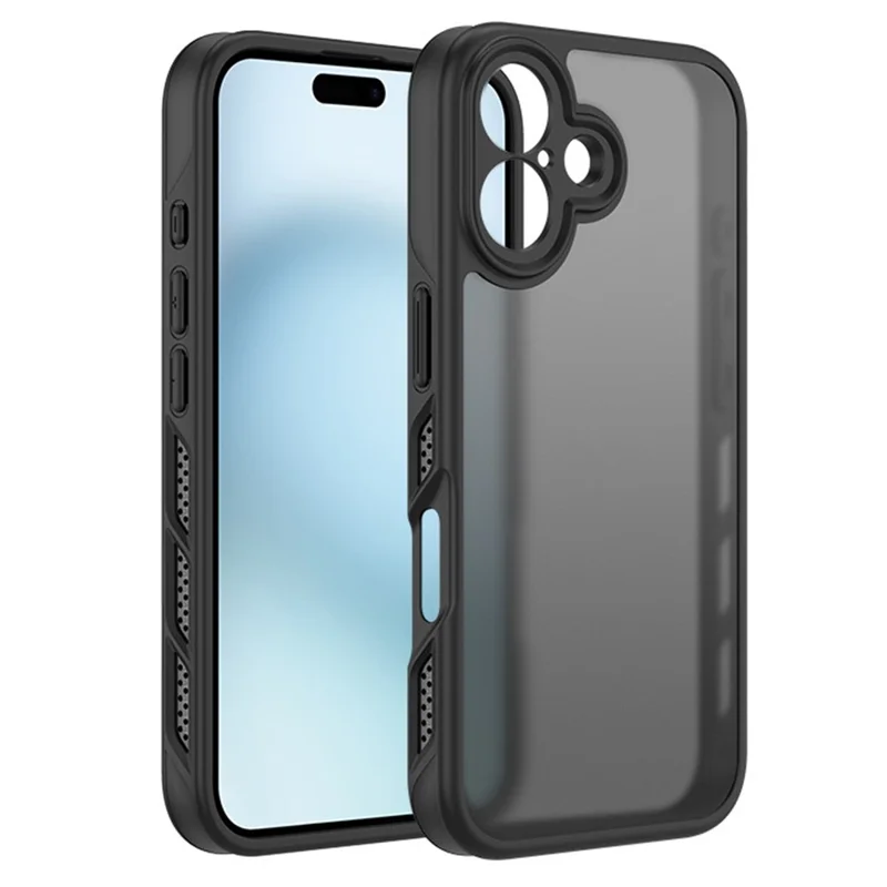 Für Iphone 16 Plus Case PC+TPU Translucent Matte Skin-Feel Phone Hase Wärmeissipation - Schwarz