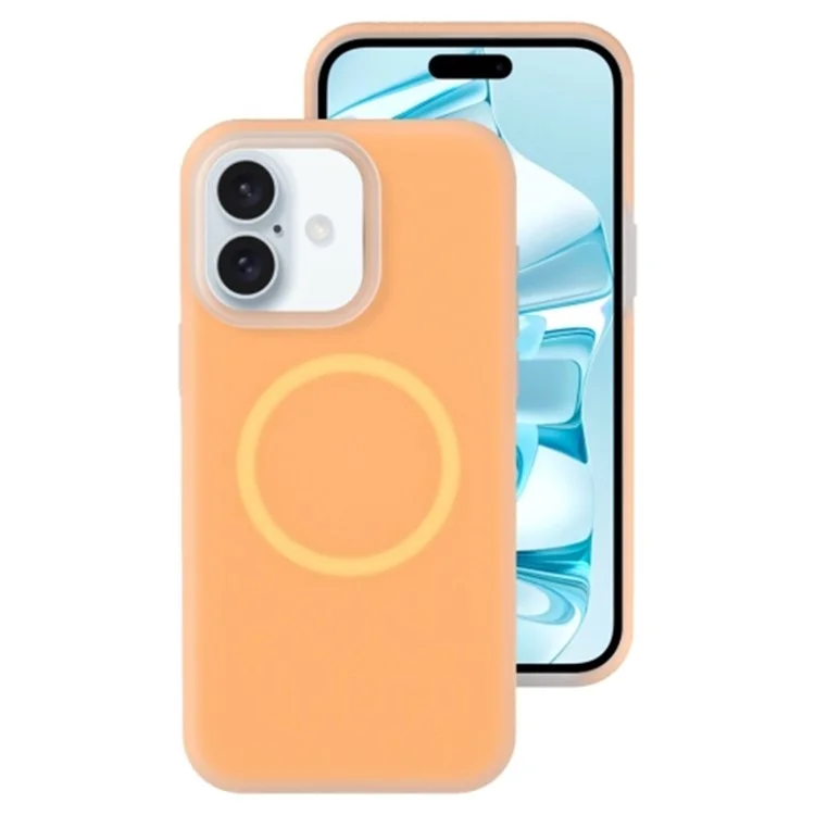 For iPhone 16 Magnetic Case Liquid Silicone Shockproof Phone Cover - Orange
