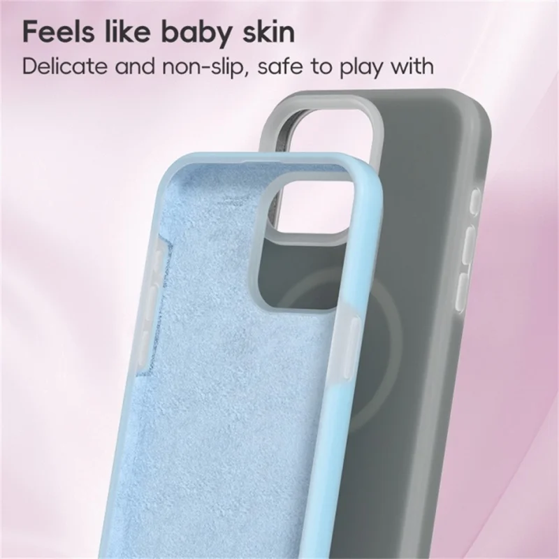 For iPhone 16 Magnetic Case Liquid Silicone Shockproof Phone Cover - Mint Green