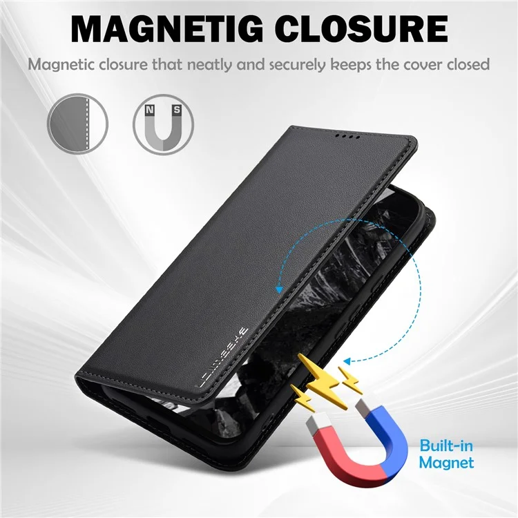 Lc. Serie Imeeke L1 Para Google Pixel 8 Case PU Leather Willet Stand Cover Protective Teléfono - Negro
