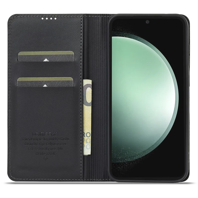 LC.IMEEKE L1 Series for Samsung Galaxy S24 Case PU Leather Wallet Stand Protective Phone Cover - Black