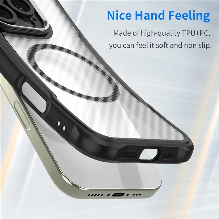 Für Samsung Galaxy S24 FE Hülle TPU+PC Carbon Fiber Handyhülle kompatibel mit MagSafe - Schwarz