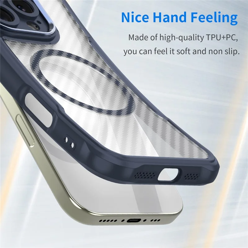 For Samsung Galaxy S24 FE Case TPU+PC Carbon Fiber Phone Cover Magnetic Case - Blue