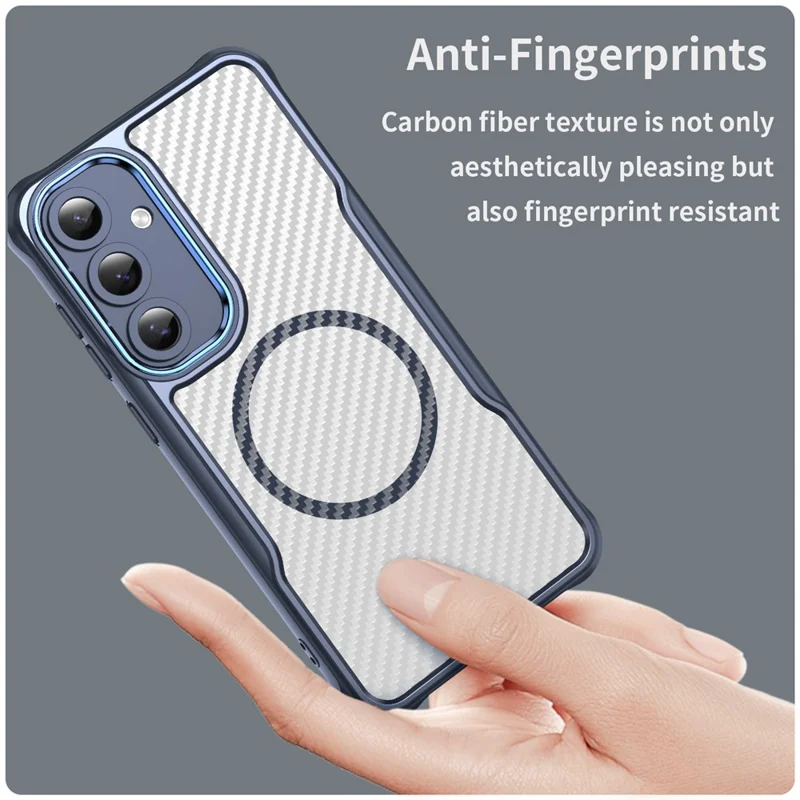 For Samsung Galaxy S24 FE Case TPU+PC Carbon Fiber Phone Cover Magnetic Case - Blue