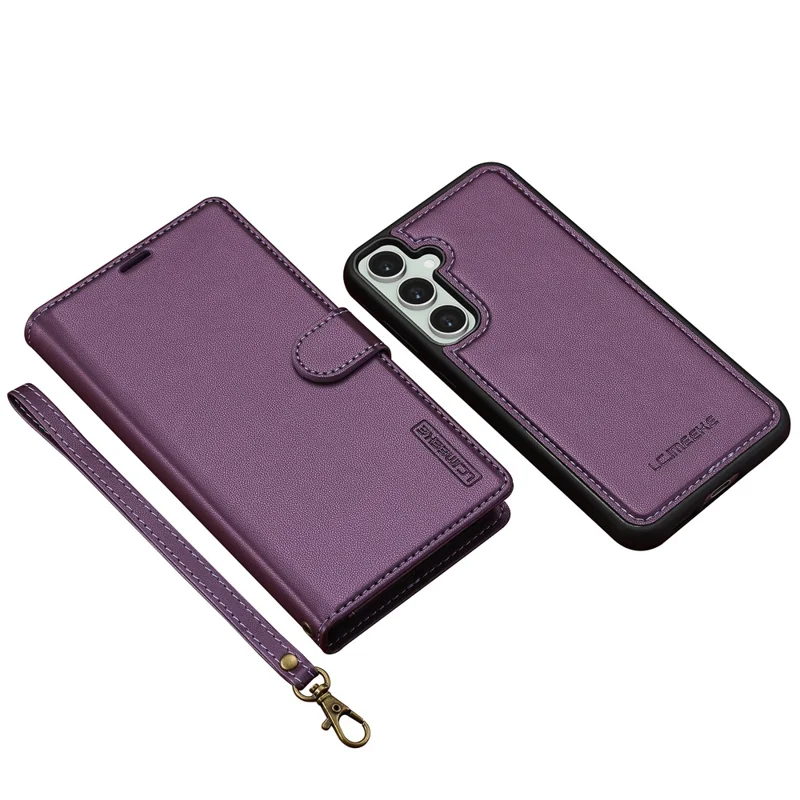 LC.IMEEKE Serie L2 per Samsung Galaxy A35 5G Custodia in pelle PU Portafoglio Copertina magnetica staccabile - Viola