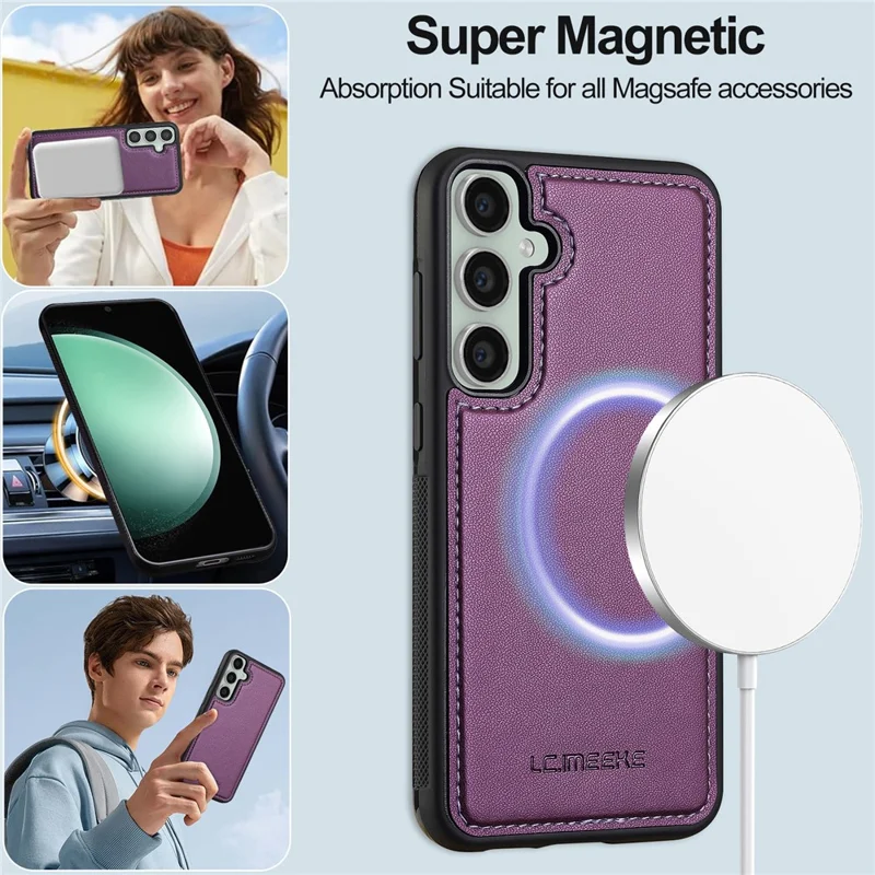 LC.IMEEKE Serie L2 per Samsung Galaxy A35 5G Custodia in pelle PU Portafoglio Copertina magnetica staccabile - Viola