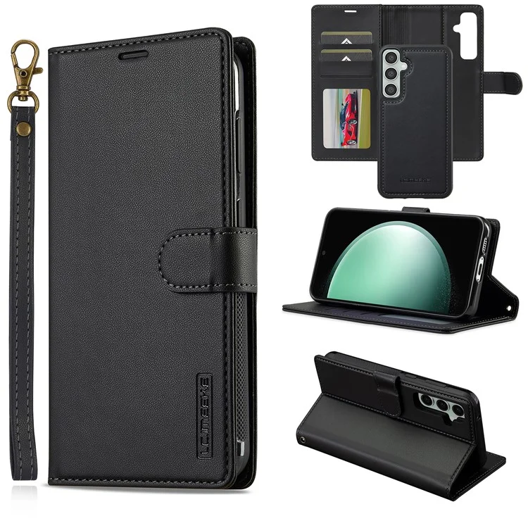 LC.IMEEKE Série L2 para Samsung Galaxy A15 4G / 5G Capa Carteira de Couro PU Destacável Magnética - Preto