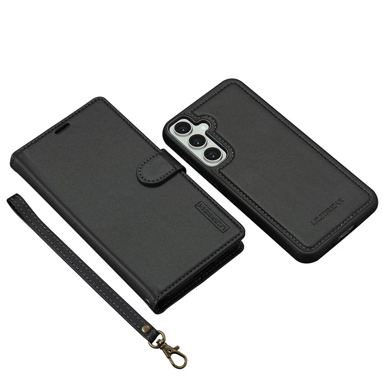 LC.IMEEKE Série L2 para Samsung Galaxy A15 4G / 5G Capa Carteira de Couro PU Destacável Magnética - Preto