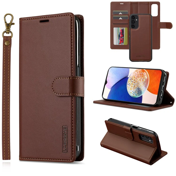 Lc. Série Imeeke L2 Para Samsung Galaxy A54 5G Casa PU Pulleta de Catura de Calaria Tape Magnética de - Marrom