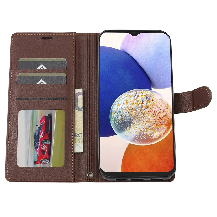 Lc. Série Imeeke L2 Para Samsung Galaxy A54 5G Casa PU Pulleta de Catura de Calaria Tape Magnética de - Marrom
