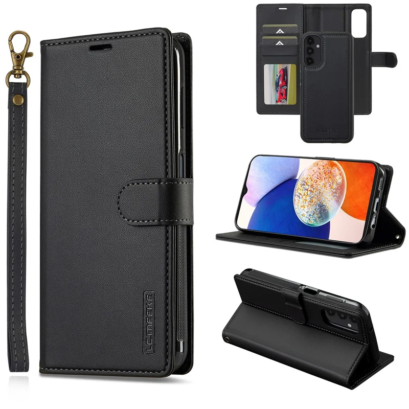 LC.IMEEKE L2 Series for Samsung Galaxy A34 5G Case PU Leather Wallet Detachable Magnetic Phone Cover - Black