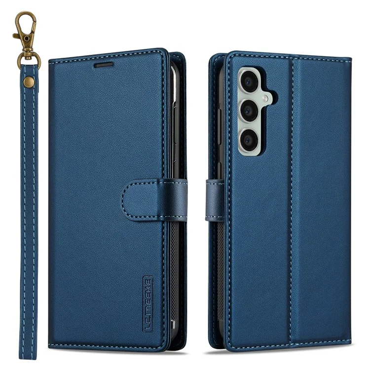 Lc. Série Imeeke L2 Para Samsung Galaxy S23 FE Case PU Causão Caula de Catura Atualmente Tape Magnética - Azul
