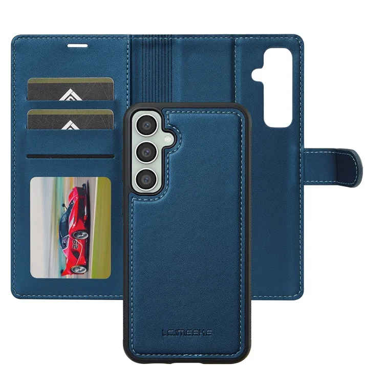 Lc. Série Imeeke L2 Para Samsung Galaxy S23 FE Case PU Causão Caula de Catura Atualmente Tape Magnética - Azul