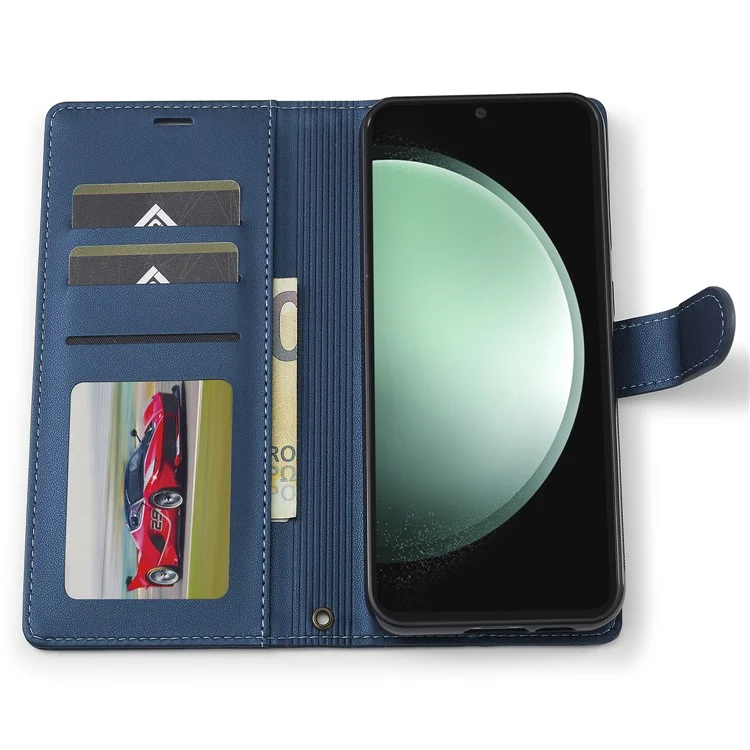 Lc. Série Imeeke L2 Para Samsung Galaxy S23 FE Case PU Causão Caula de Catura Atualmente Tape Magnética - Azul
