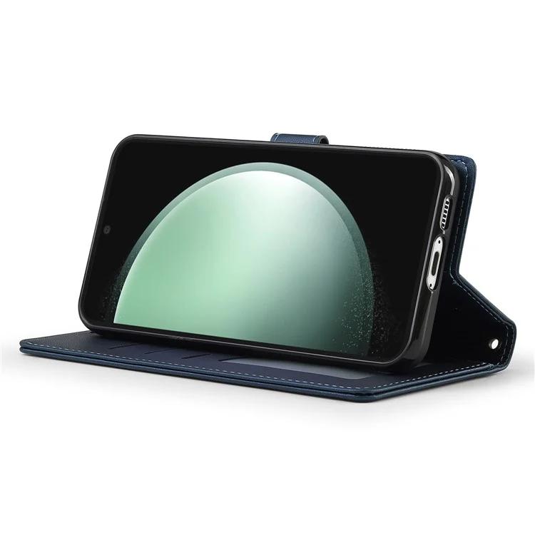 Lc. Série Imeeke L2 Para Samsung Galaxy S23 FE Case PU Causão Caula de Catura Atualmente Tape Magnética - Azul