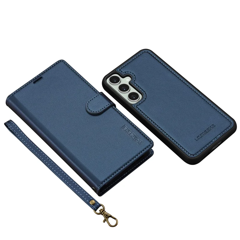 Lc. Série Imeeke L2 Para Samsung Galaxy S23 FE Case PU Causão Caula de Catura Atualmente Tape Magnética - Azul