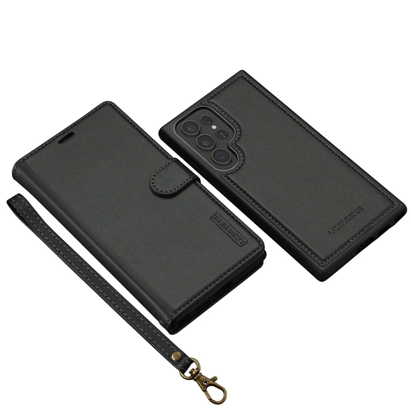 LC.IMEEKE L2 Series para Samsung Galaxy S23 Ultra Capa de Carteira de Couro PU Destacável com Capa Magnética - Preto