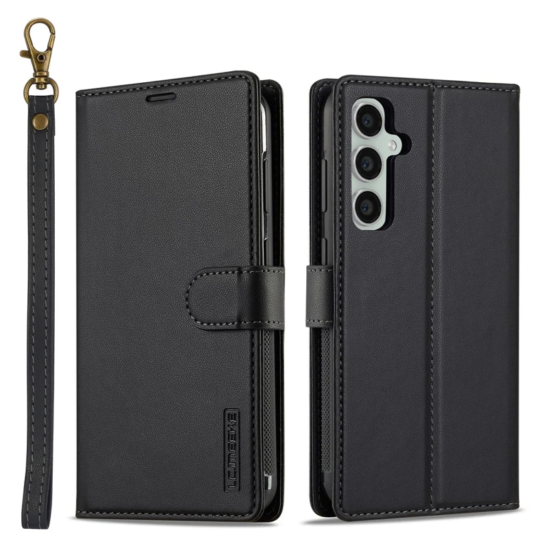 LC.IMEEKE L2 Series for Samsung Galaxy S24 Case PU Leather Wallet Detachable Magnetic Phone Cover - Black