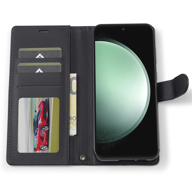 LC.IMEEKE L2 Series for Samsung Galaxy S24 Case PU Leather Wallet Detachable Magnetic Phone Cover - Black