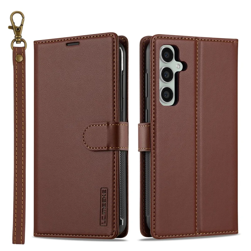 LC.IMEEKE L2 Series for Samsung Galaxy S24+ Case PU Leather Wallet Detachable Magnetic Phone Cover - Brown