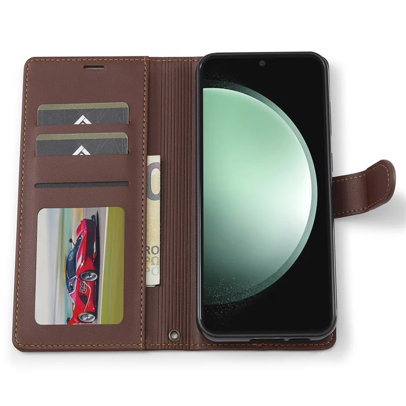 LC.IMEEKE L2 Series for Samsung Galaxy S24+ Case PU Leather Wallet Detachable Magnetic Phone Cover - Brown