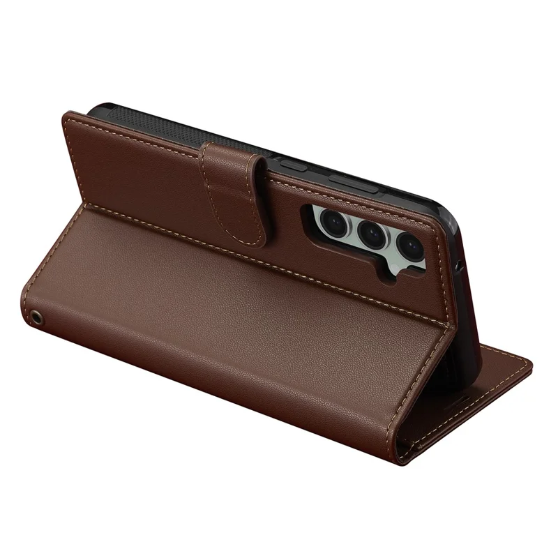 LC.IMEEKE L2 Series for Samsung Galaxy S24+ Case PU Leather Wallet Detachable Magnetic Phone Cover - Brown