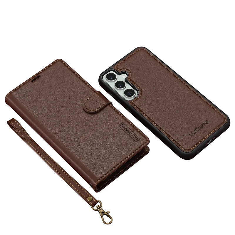 LC.IMEEKE L2 Series for Samsung Galaxy S24+ Case PU Leather Wallet Detachable Magnetic Phone Cover - Brown