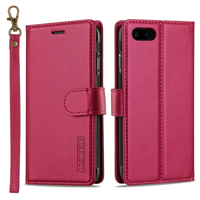 LC.IMEEKE L2 Series for iPhone SE (2022) / SE (2020) / 8 / 7 Case PU Leather Wallet Detachable Magnetic Phone Cover - Red