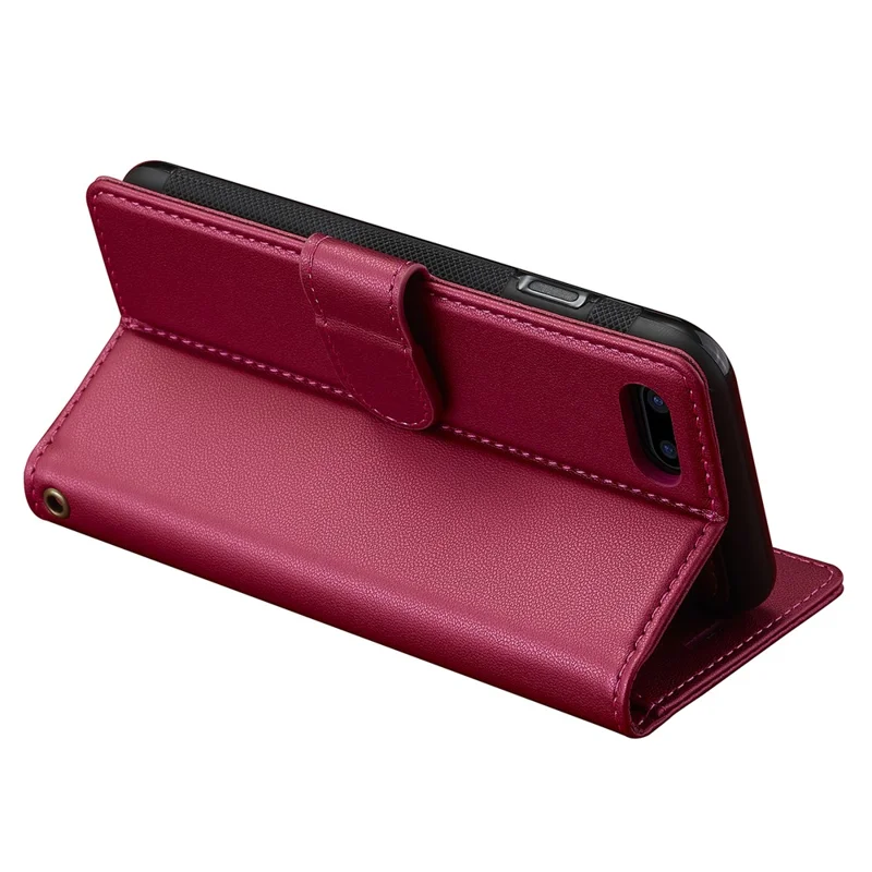 LC.IMEEKE L2 Series for iPhone SE (2022) / SE (2020) / 8 / 7 Case PU Leather Wallet Detachable Magnetic Phone Cover - Red