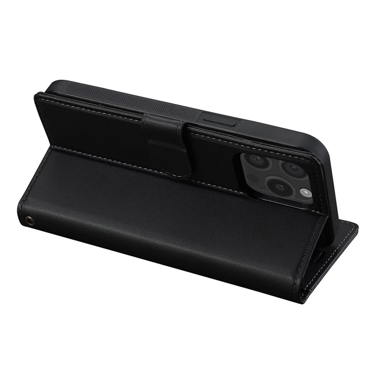 LC.IMEEKE Série L2 para iPhone 14 Pro Case PU Leather Wallet Destacável Capa Magnética de Telefone - Preto