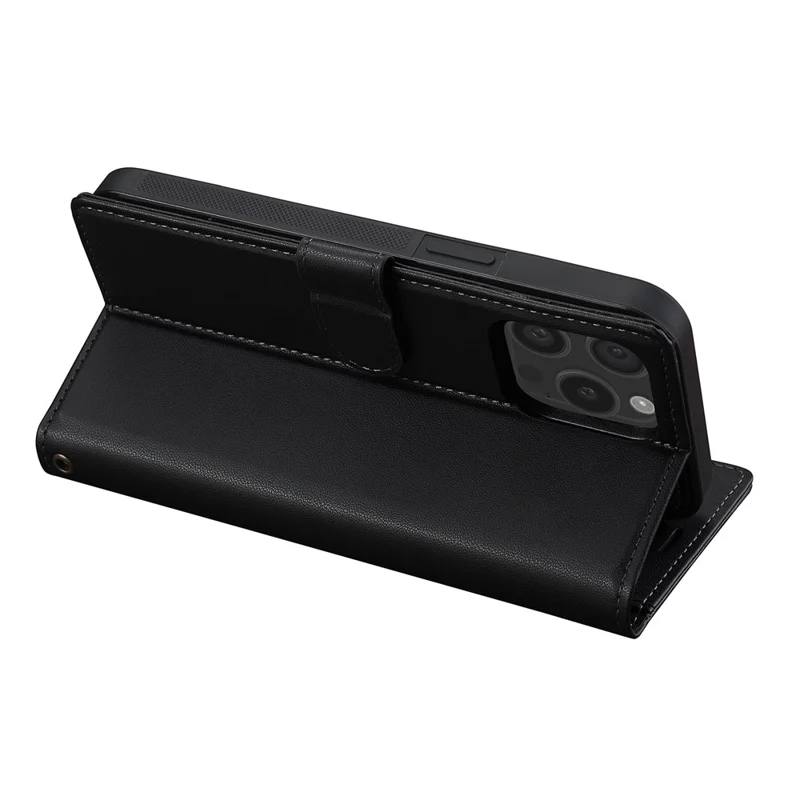 LC.IMEEKE L2 Series for iPhone 15 Pro Max Case PU Leather Wallet Detachable Magnetic Phone Cover - Black