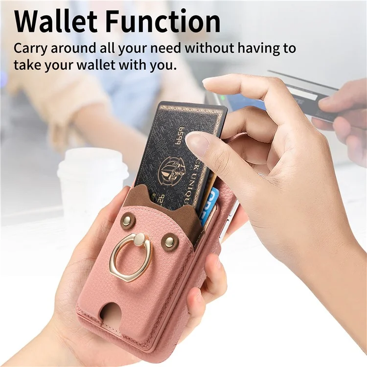Y6 For iPhone 16 Case Cute Bear Design PU Leather+TPU Card Holder Phone Cover - Pink